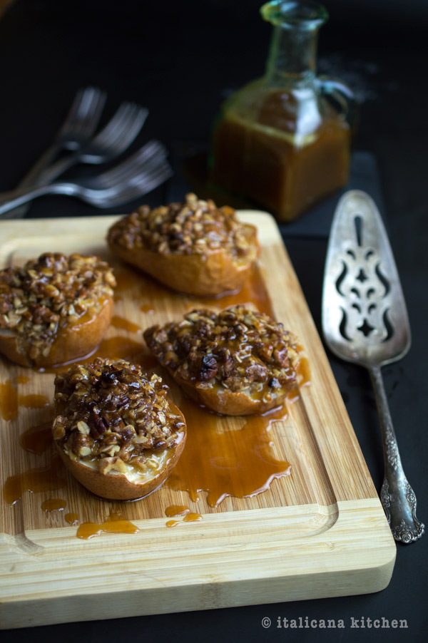 Pear Crisp with Whiskey Caramel Sauce