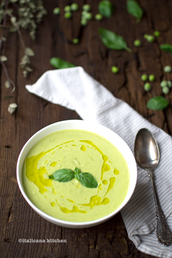 Pea and Basil Soup with Herb Breadcrumbs