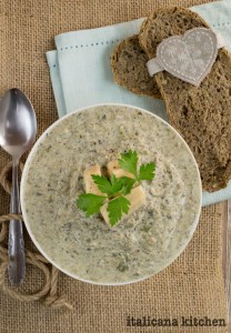 Creamy Mushroom, Parmesan, and Broccoli Rabe Soup