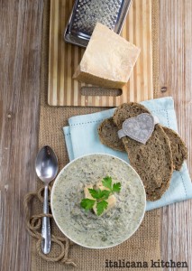 Creamy Mushroom, Parmesan, and Broccoli Rabe Soup