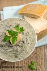 Creamy Mushroom, Parmesan, and Broccoli Rabe Soup