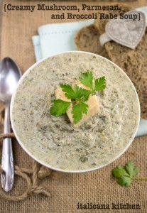 Creamy Mushroom, Parmesan, and Broccoli Rabe Soup