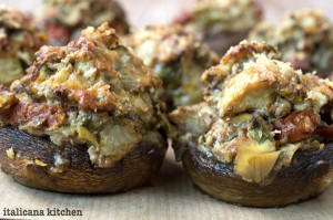Artichoke-Sun-Dried-Tomato-and-Black-Olive-Stuffed-Mushrooms-Recipe