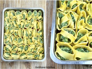 Spinach-and-Ricotta-Lumaconi-with-Roasted-Red-Pepper-Sauce