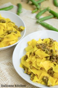 Tagliatelle with asparagus and peas