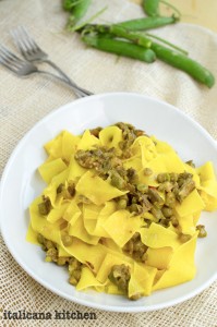 Tagliatelle with asparagus and peas