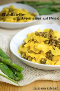 Tagliatelle with asparagus and peas