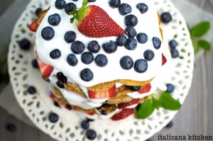 Strawberry and Blueberry Pancake Cake by italicanakitchen.com