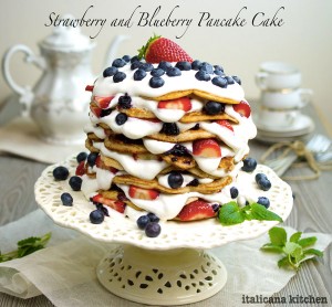 Strawberry and Blueberry Pancake Cake by italicanakitchen.com