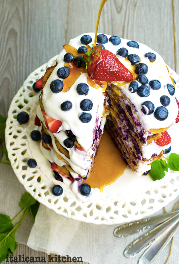 Strawberry and Blueberry Pancake Cake 