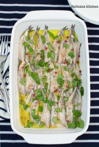 Marinated Anchiovies with Arugula Pesto