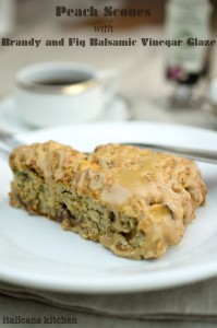 Peach Scones with Brandy and Fig Balsamic Vinegar Glaze