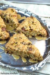 Peach Scones with Brandy and Fig Balsamic Vinegar Glaze