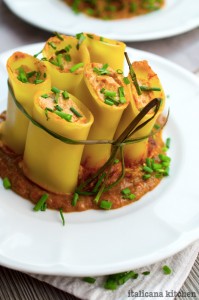 paccheri with roasted tomatoes and ricotta