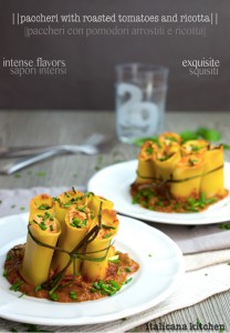 paccheri with roasted tomatoes and ricotta