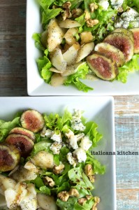 Fig, Pear, Gorgonzola, Walnut Salad with Poppy Seed Vinaigrette