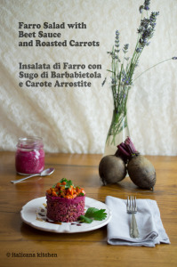 Farro Salad with Beet Sauce and Roasted Carrots
