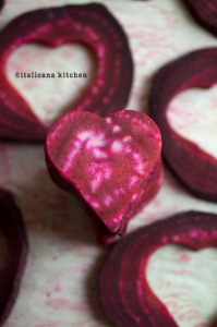 Quinoa Flatbread with Roasted Beet Hearts, Spinach and Goat Cheese