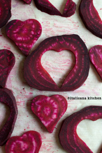 Quinoa Flatbread with Roasted Beet Hearts, Spinach and Goat Cheese