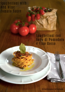 Spaghettoni with Red Wine Tomato Sauce
