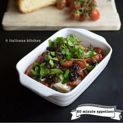 {Video Recipe} Baked Goat Cheese with Tomatoes and Olives