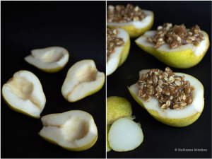 Pear Crisp with Whiskey Caramel Sauce