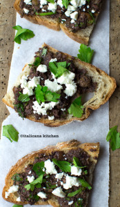 Bruschetta-with-Taggiasche-Olive-Pesto-and-Feta