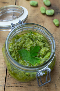 Farro Tagliolini with Shrimp and Fava Bean Pesto