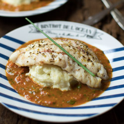 Baked Rockfish with Tomato and Basil Sauce 