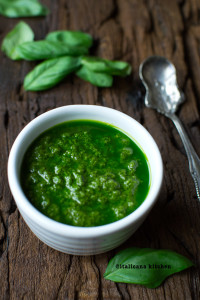 Zucchini pancakes with basil pesto