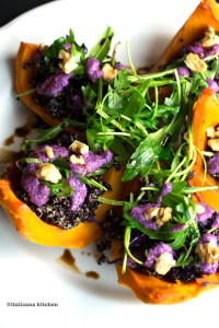 Roasted-Kabocha-Squash-with-Black-Quinoa-and-Cabbage-Pesto